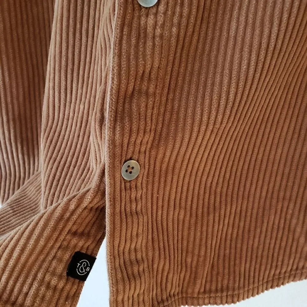 Treasure & Bond Corduroy Button Front Hoodie (Big Boys) Brown Dijon/XL